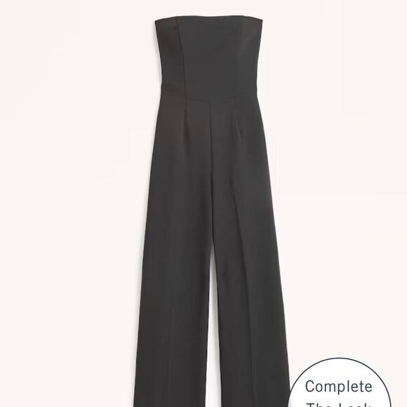 Abercrombie & Fitch Strapless Premium Crepe Jumpsuit - Tall - Picture 3 of 3